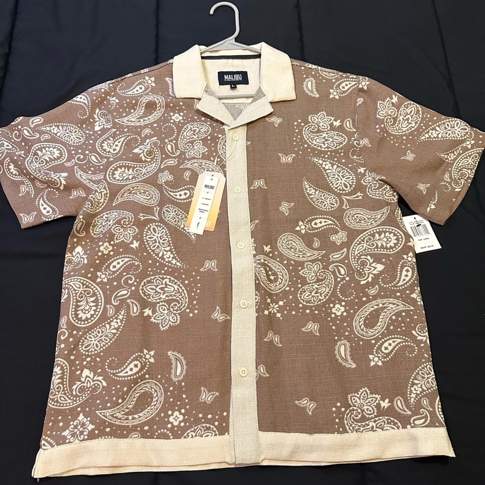 Malibu Brown and Cream Paisley Men's Shirt